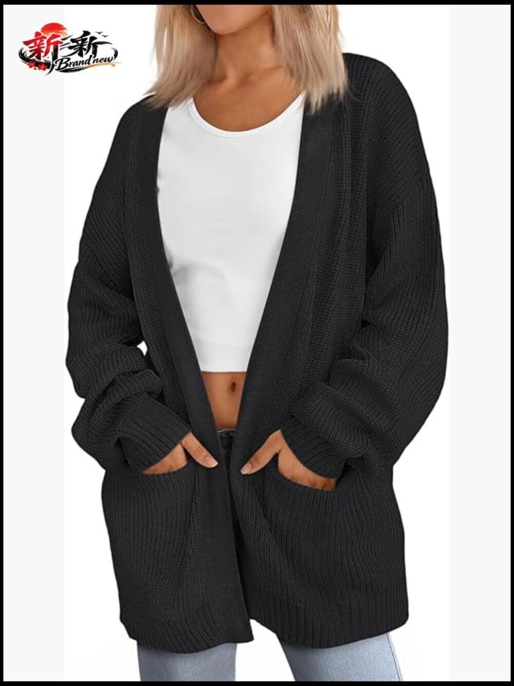 Oversized Knit Cardigan Sweater with Pockets